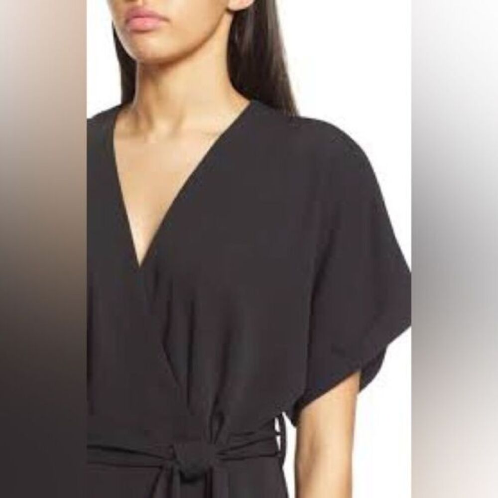 Topshop black wrap dress asymmetrical hem